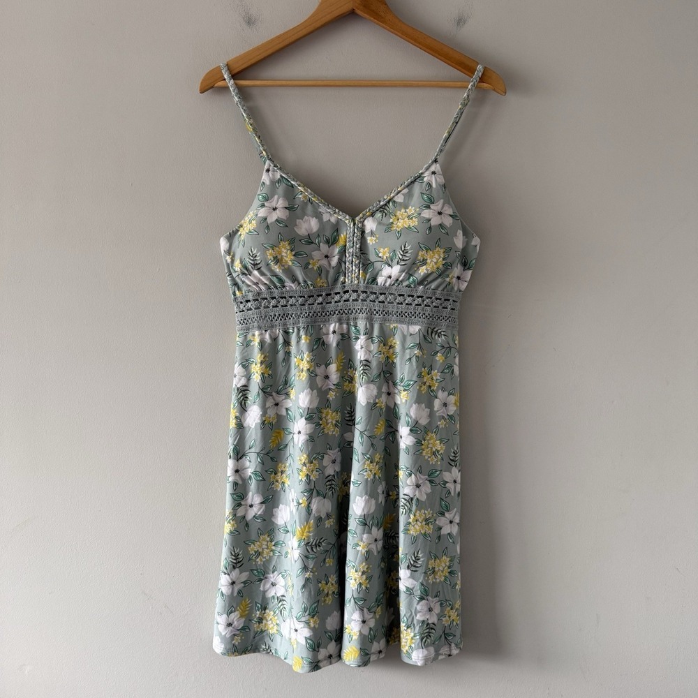 Boho‎ Mini Dress Juniors L 11/13 Floral Festival Hippie Fairy Summer Babydoll